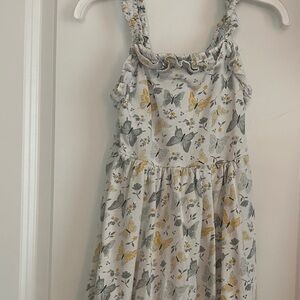 Floral Butterfly Kids Dress - Yellow and Gray